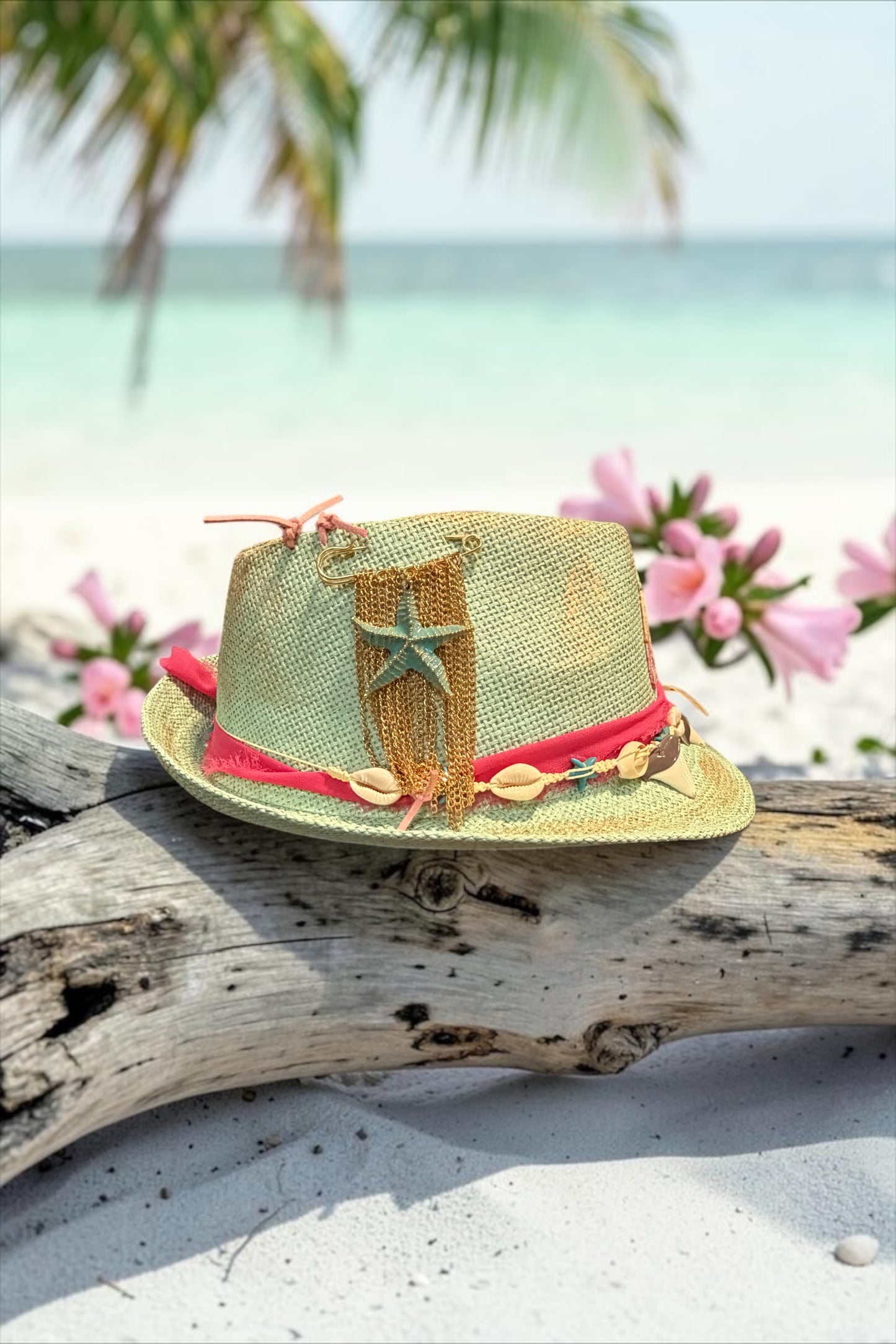 Blu Coconut 🌴🩵 Mint Coastal Fedora – One of a Kind