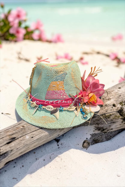 Blu Coconut 🌴🩵 Mint Coastal Fedora – One of a Kind
