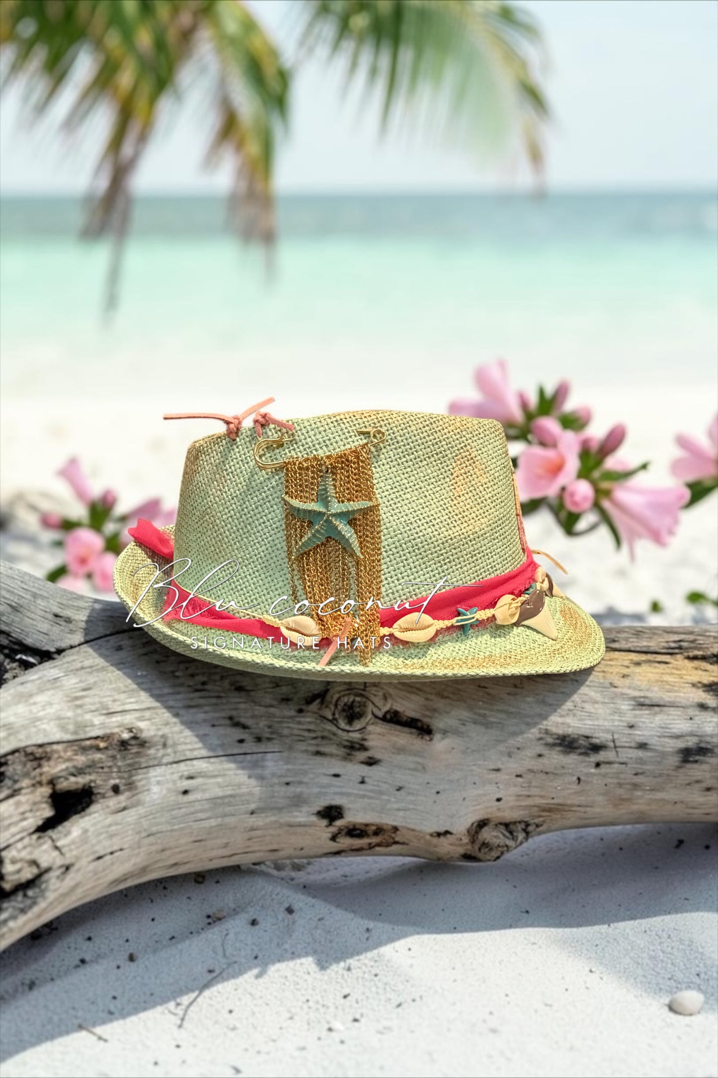 Blu Coconut 🌴🩵 Mint Coastal Fedora – One of a Kind