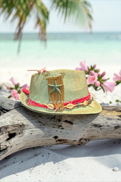 Blu Coconut 🌴🩵 Mint Coastal Fedora – One of a Kind