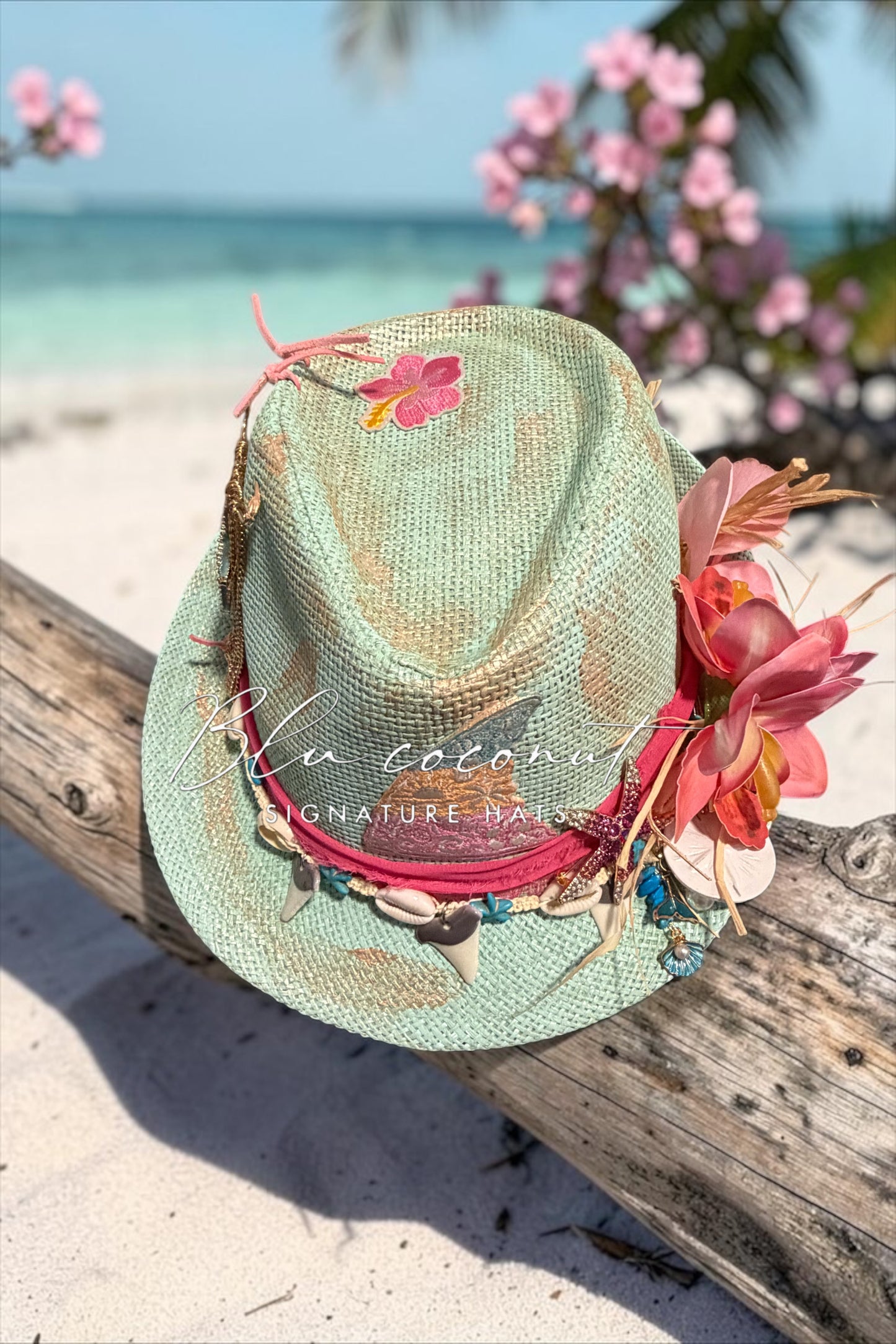 Blu Coconut 🌴🩵 Mint Coastal Fedora – One of a Kind