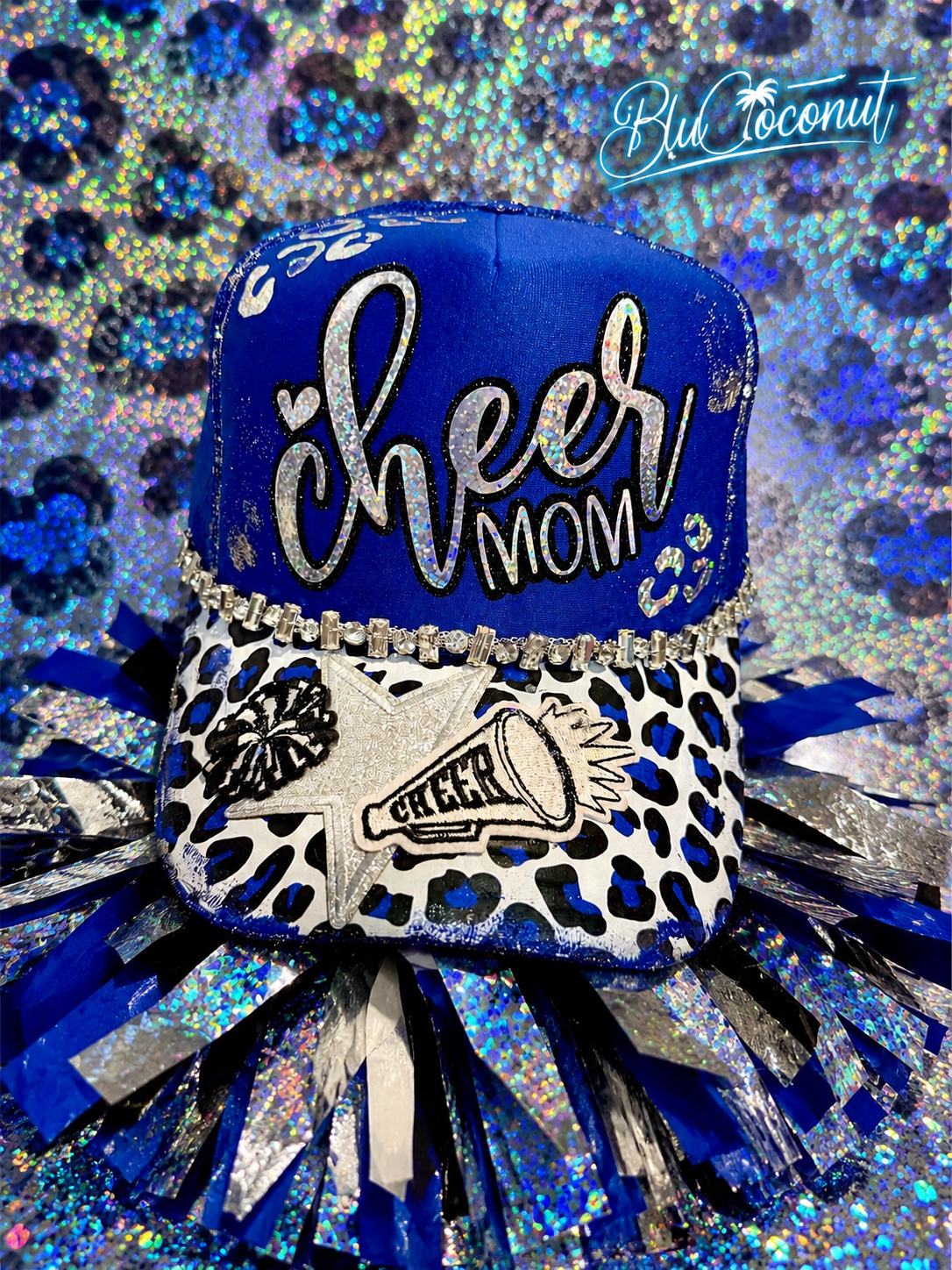 Blu Coconut Royal Blue holographic cheer Trucker Hat