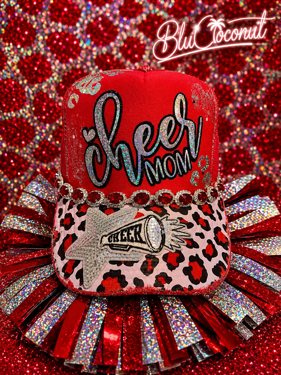 Blu Coconut Red & holographic cheer Trucker Hat