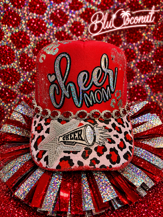 Blu Coconut Red & holographic cheer Trucker Hat