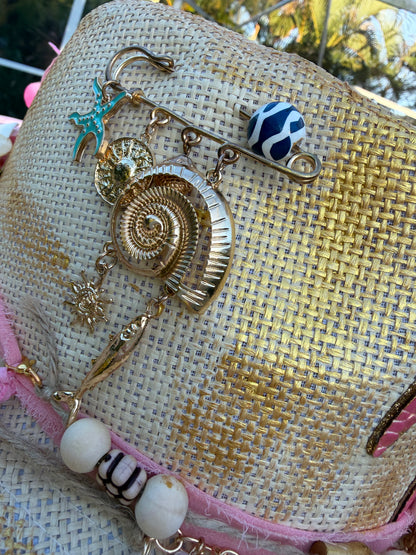 Blu Coconut 🌴 Pink Sea Turtle Luxe Straw Fedora 🌴