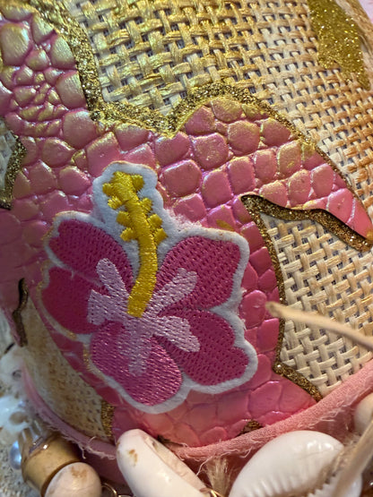 Blu Coconut 🌴 Pink Sea Turtle Luxe Straw Fedora 🌴