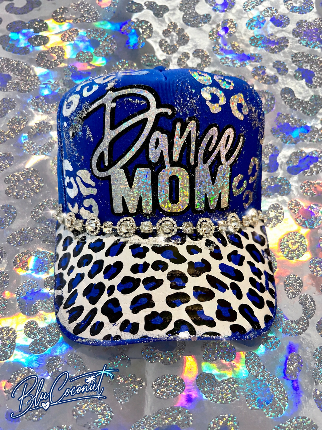 Blu Coconut Royal Blue holographic Dance Mom Trucker Hat