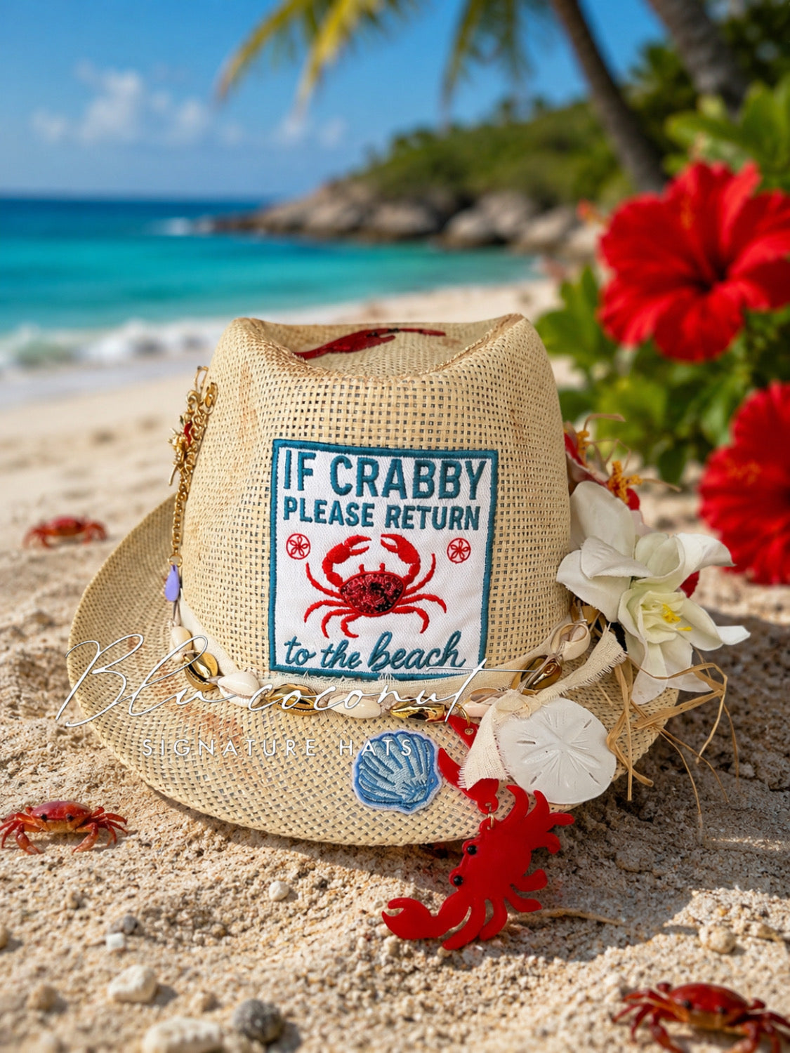 Blu Coconut 🦀 If Crabby, Please Return to the Beach Fedora 🏖️