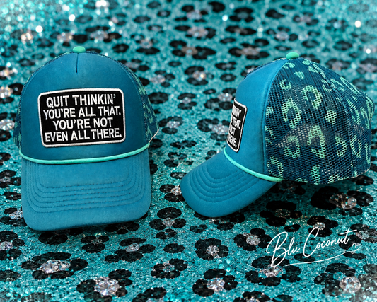 Blu Coconut Teal Leopard Printed Mesh Back Magna Pony® Trucker