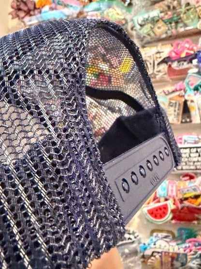 Blu Coconut Navy Blue holographic cheer Trucker Hat