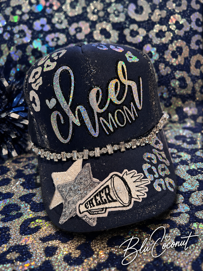 Blu Coconut Navy Blue holographic cheer Trucker Hat