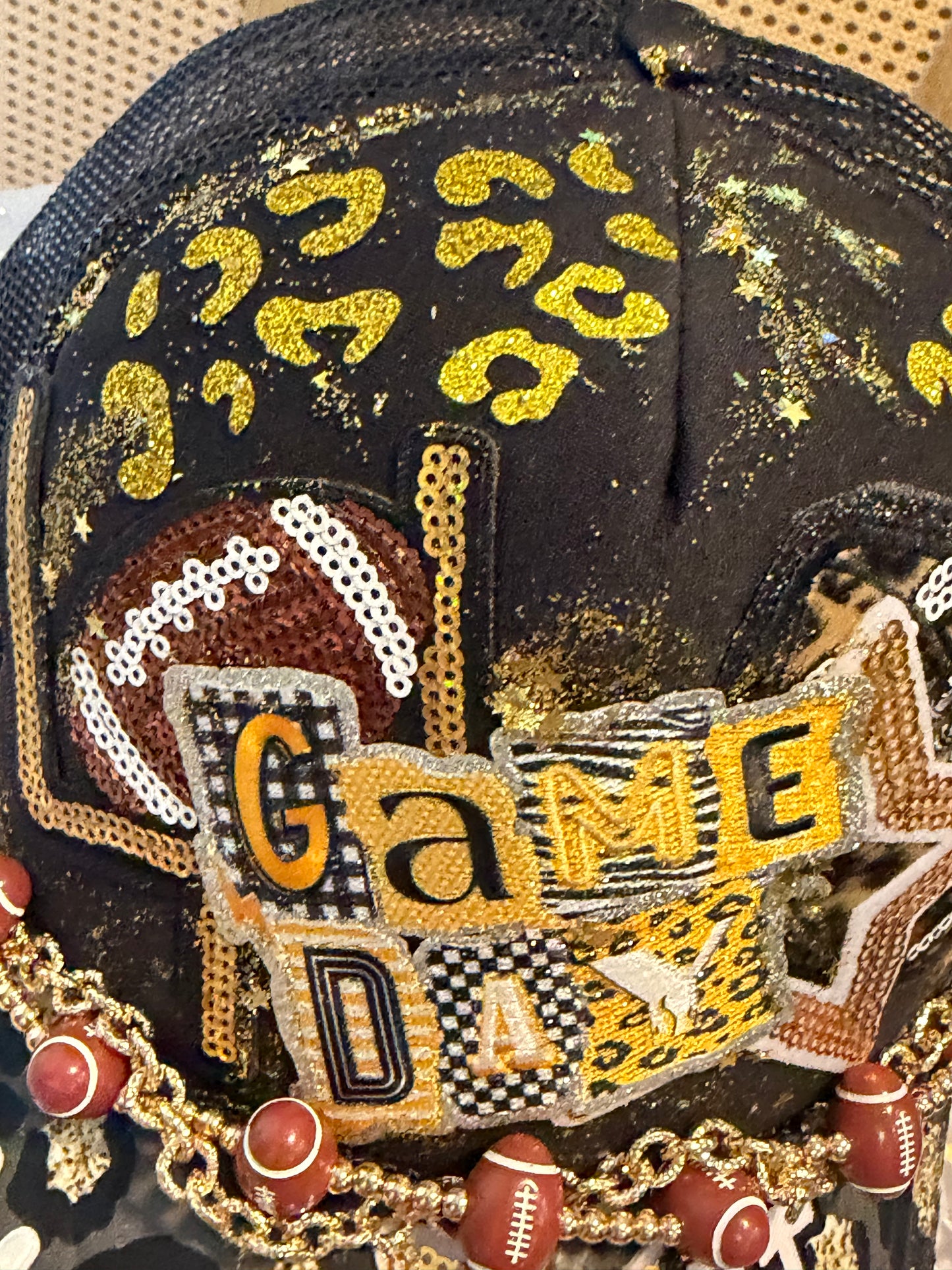 Blu Coconut Black and gold Football Game Day Trucker Hat