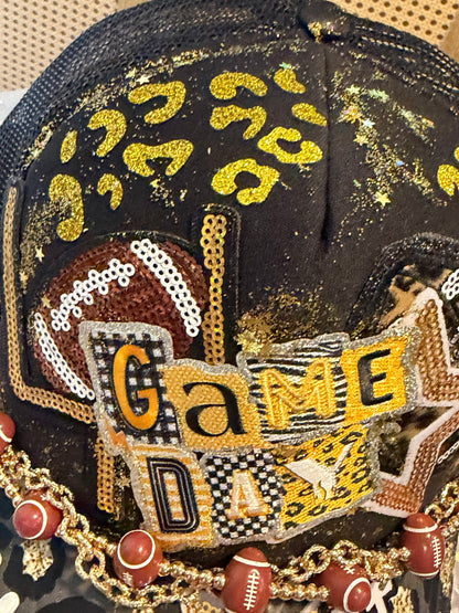 Blu Coconut Black and gold Football Game Day Trucker Hat