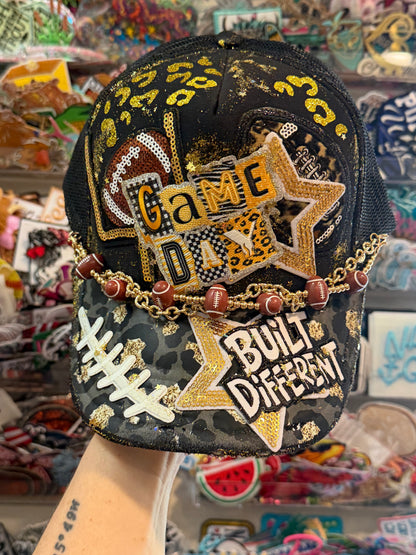 Blu Coconut Black and gold Football Game Day Trucker Hat