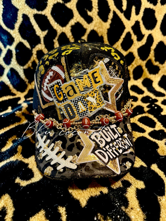 Blu Coconut Black and gold Football Game Day Trucker Hat
