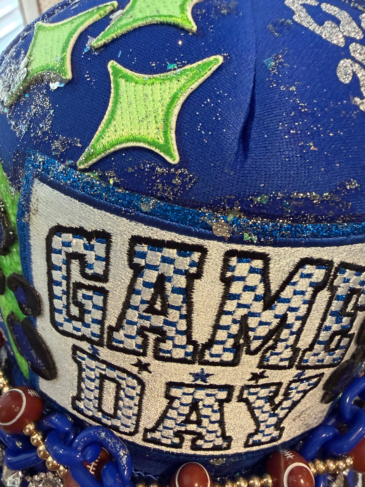 Blu Coconut blue and green Football Game Day Trucker Hat