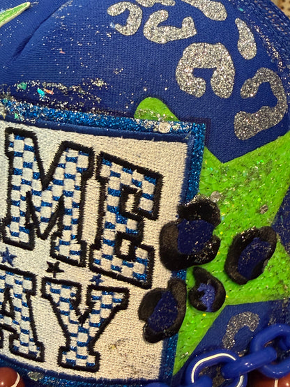 Blu Coconut blue and green Football Game Day Trucker Hat