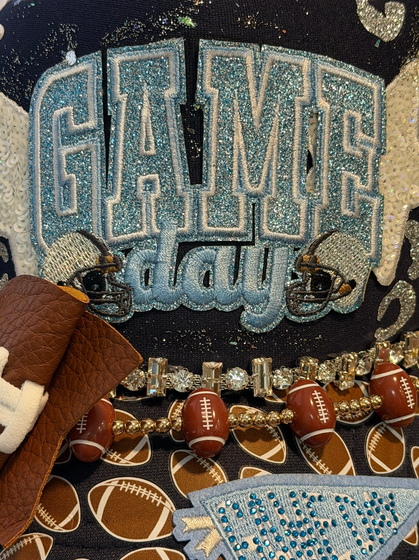 Blu Coconut black and Columbia blue Football Game Day Trucker Hat
