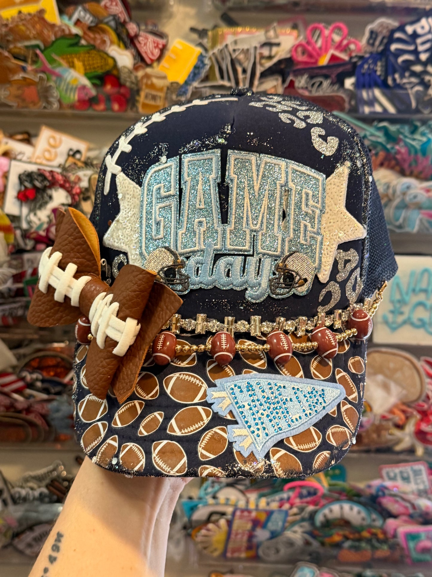 Blu Coconut black and Columbia blue Football Game Day Trucker Hat