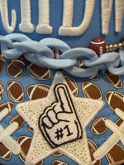 Blu Coconut Columbia blue  and white Football Game Day Trucker Hat (Copy)