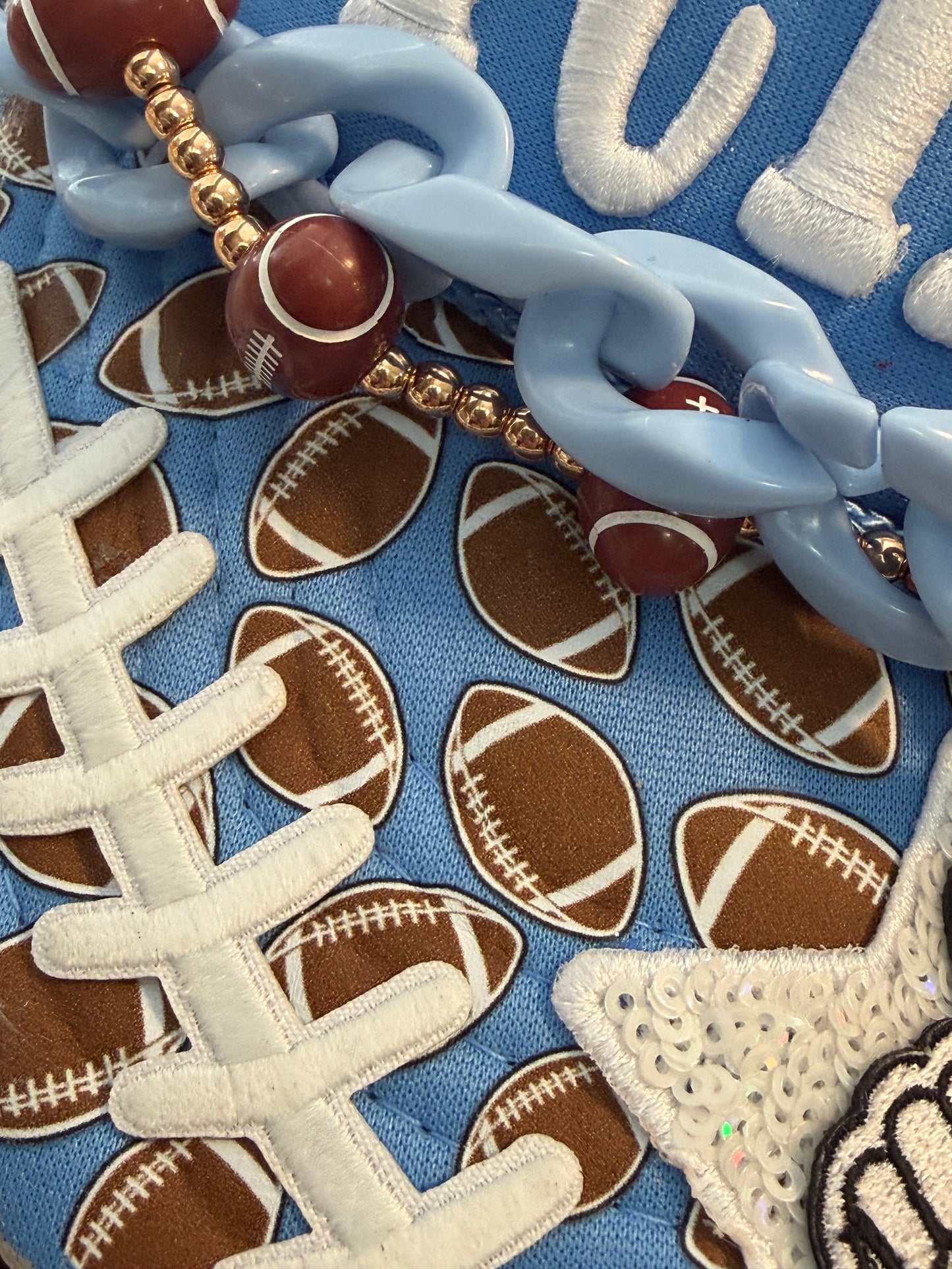 Blu Coconut Columbia blue  and white Football Game Day Trucker Hat (Copy)