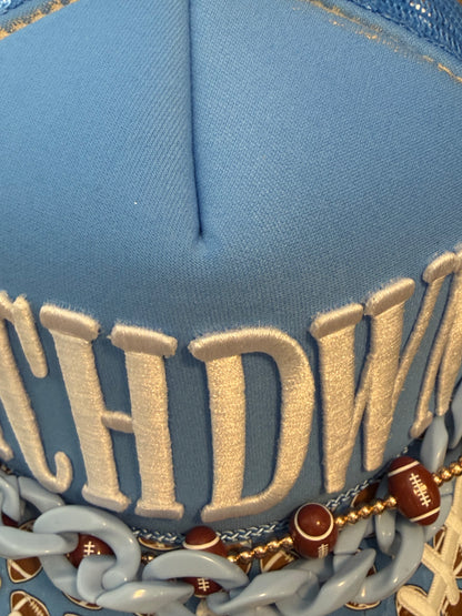 Blu Coconut Columbia blue  and white Football Game Day Trucker Hat (Copy)