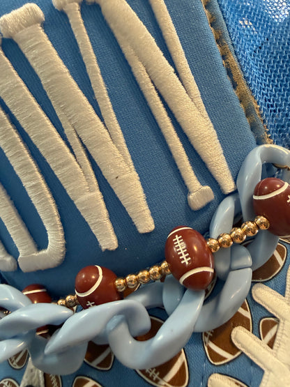 Blu Coconut Columbia blue  and white Football Game Day Trucker Hat (Copy)