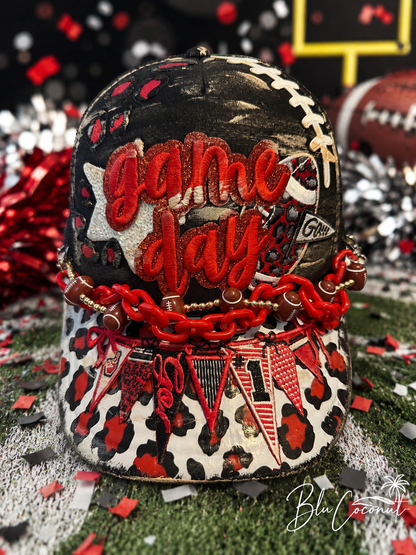 Blu Coconut Red & Black Football Trucker Hat