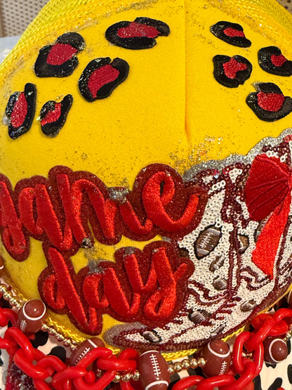 Blu Coconut yellow and red Football Game Day Trucker Hat