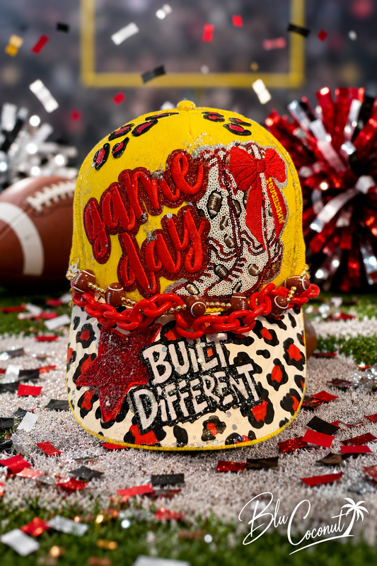 Blu Coconut yellow and red Football Game Day Trucker Hat