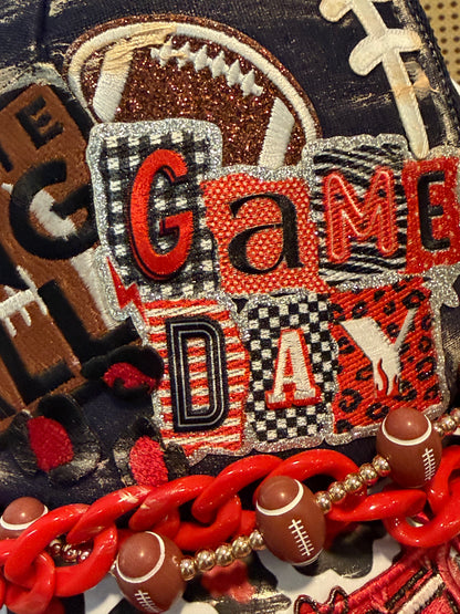 Blu Coconut Navy Blue and red Football Game Day Trucker Hat