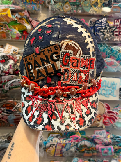Blu Coconut Navy Blue and red Football Game Day Trucker Hat