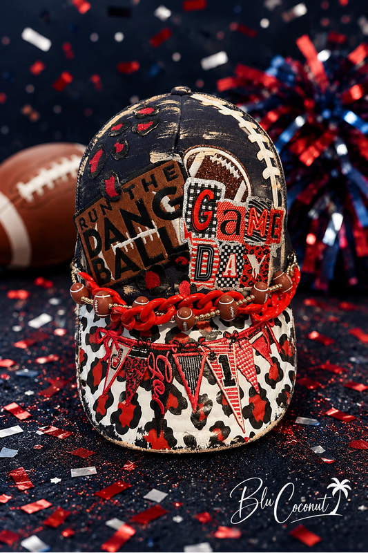 Blu Coconut Navy Blue and red Football Game Day Trucker Hat