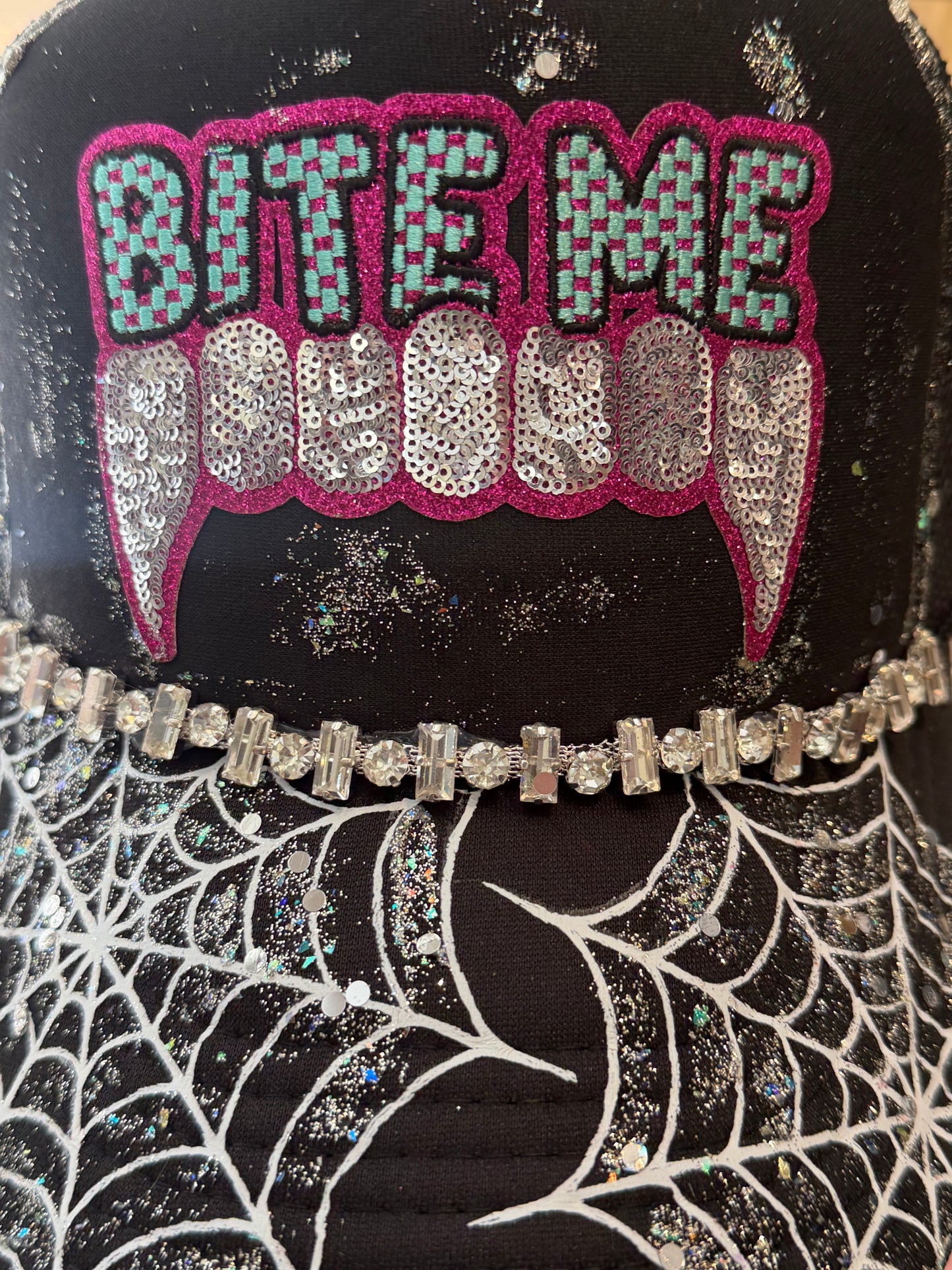 Blu Coconut BITE ME Trucker Hat 🖤🕸️