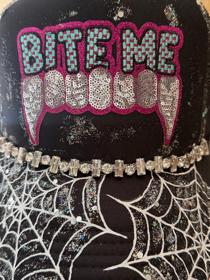 Blu Coconut BITE ME Trucker Hat 🖤🕸️