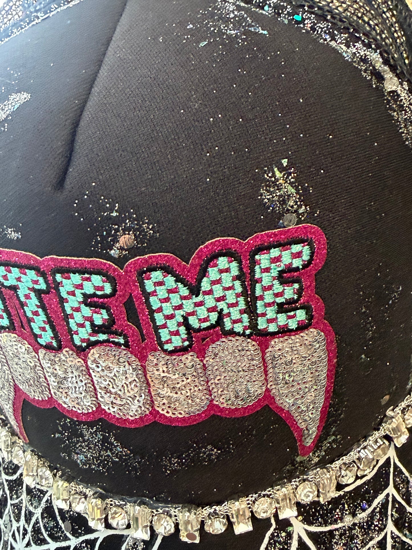 Blu Coconut BITE ME Trucker Hat 🖤🕸️