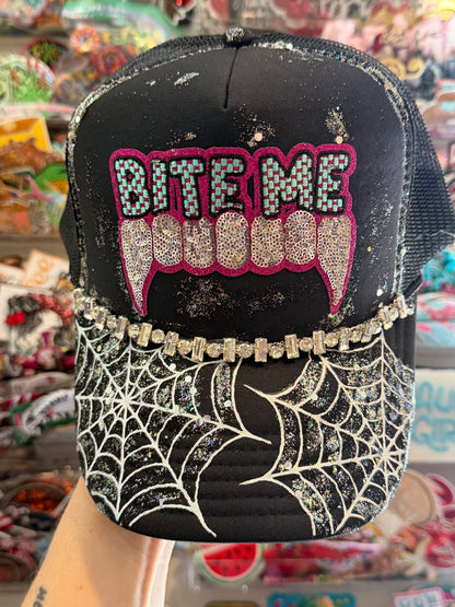 Blu Coconut BITE ME Trucker Hat 🖤🕸️
