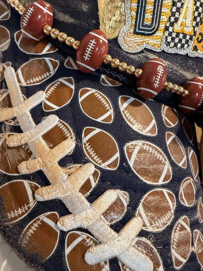 Blu Coconut navy blue and gold/yellow Football Game Day Trucker Hat