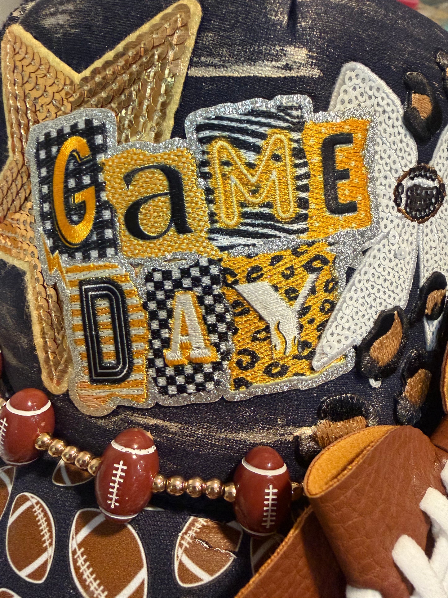 Blu Coconut navy blue and gold/yellow Football Game Day Trucker Hat