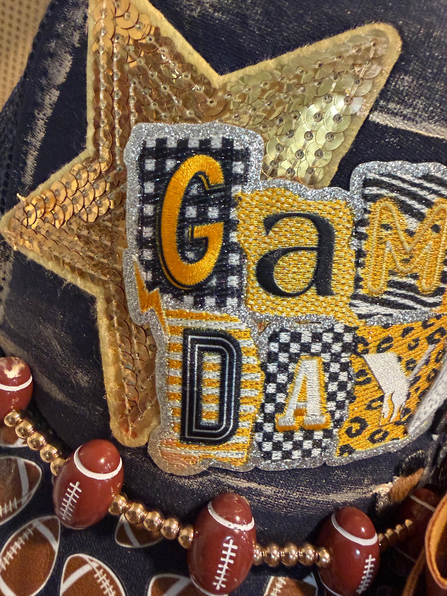 Blu Coconut navy blue and gold/yellow Football Game Day Trucker Hat