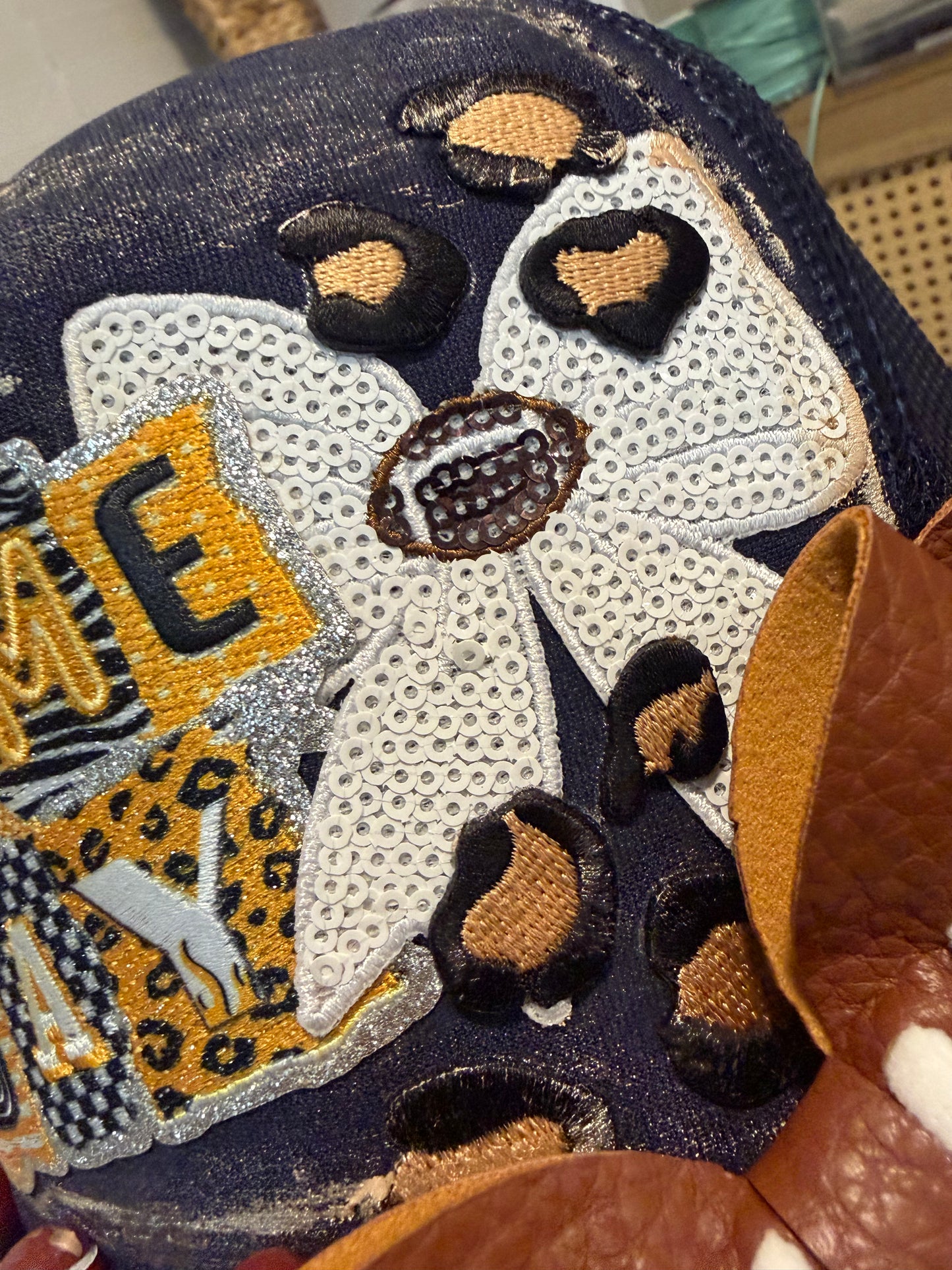 Blu Coconut navy blue and gold/yellow Football Game Day Trucker Hat