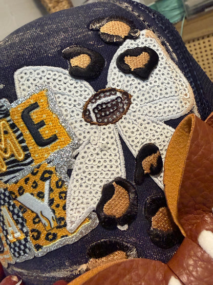 Blu Coconut navy blue and gold/yellow Football Game Day Trucker Hat