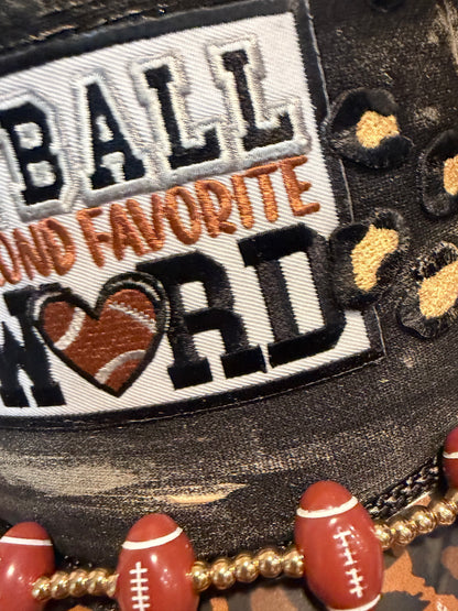 Blu Coconut Black & Leopard Print Football Game Day Trucker Hat