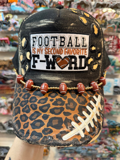 Blu Coconut Black & Leopard Print Football Game Day Trucker Hat