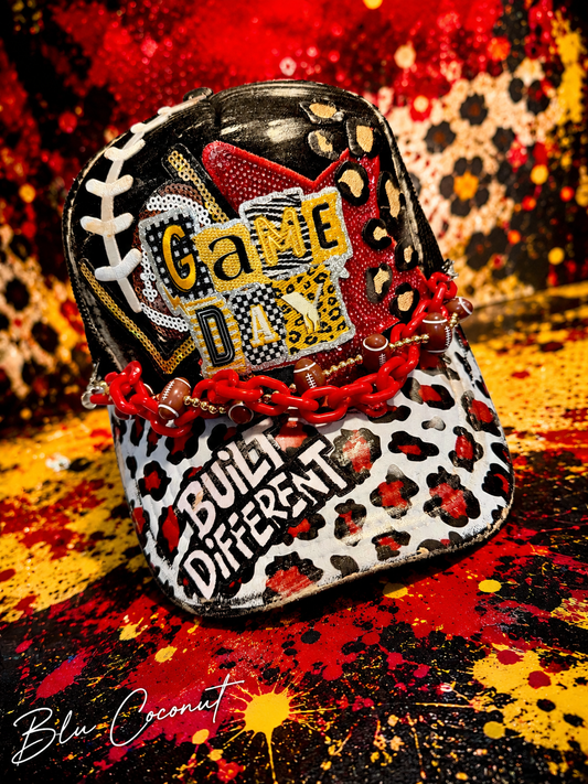 Blu Coconut black, red and gold/yellow Football Game Day Trucker Hat