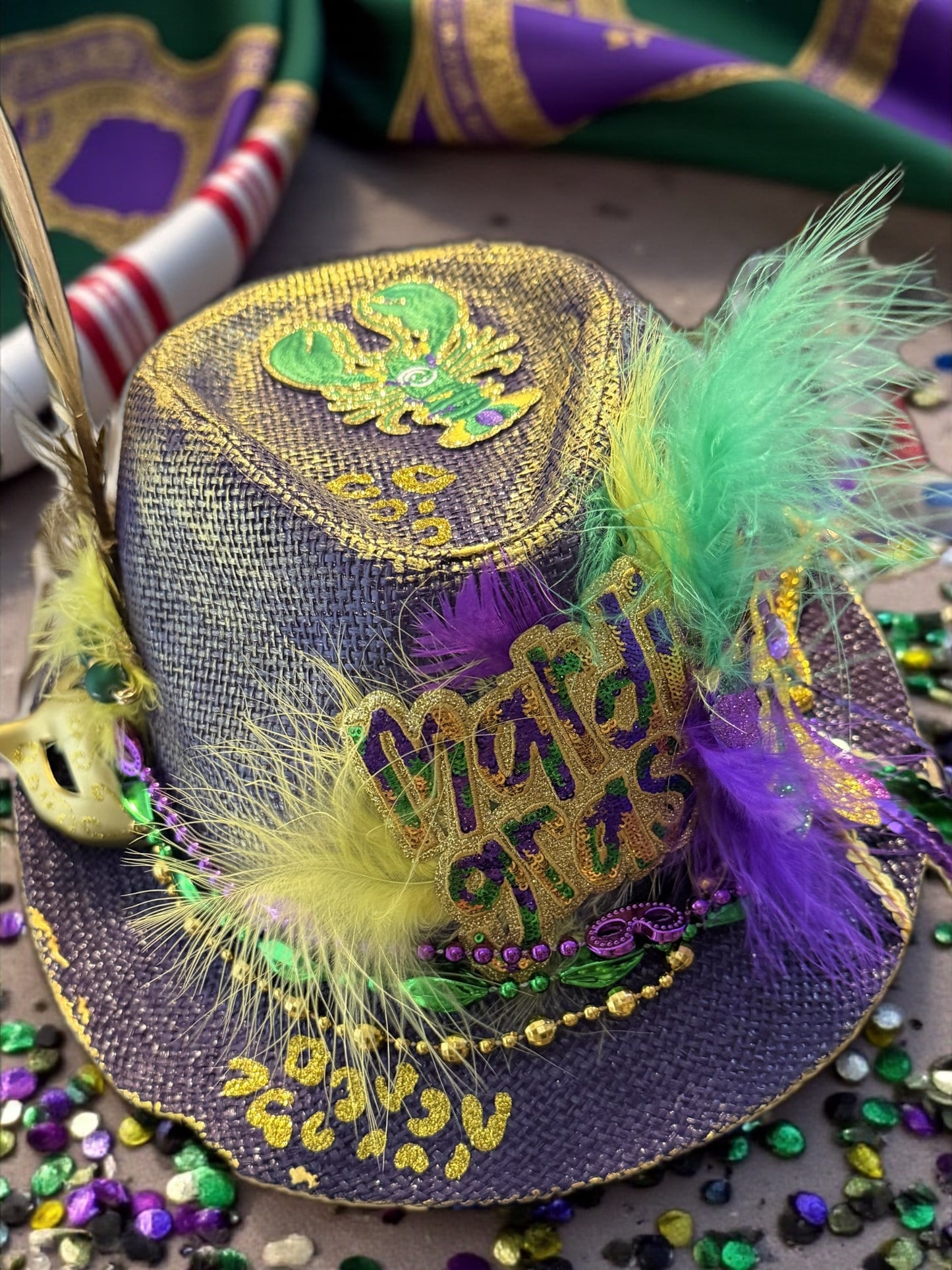 Blu Coconut Mardi Gras Fedora