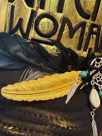 Blu Coconut Black & Gold Witchy Woman Trucker Hat