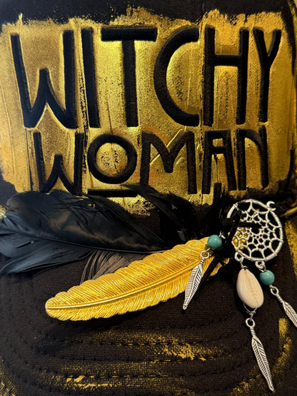 Blu Coconut Black & Gold Witchy Woman Trucker Hat