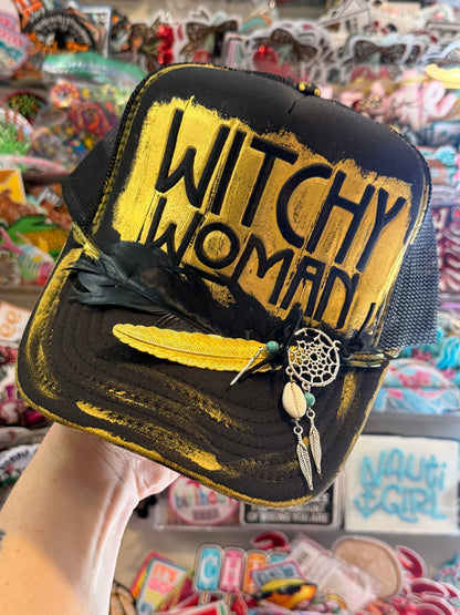 Blu Coconut Black & Gold Witchy Woman Trucker Hat