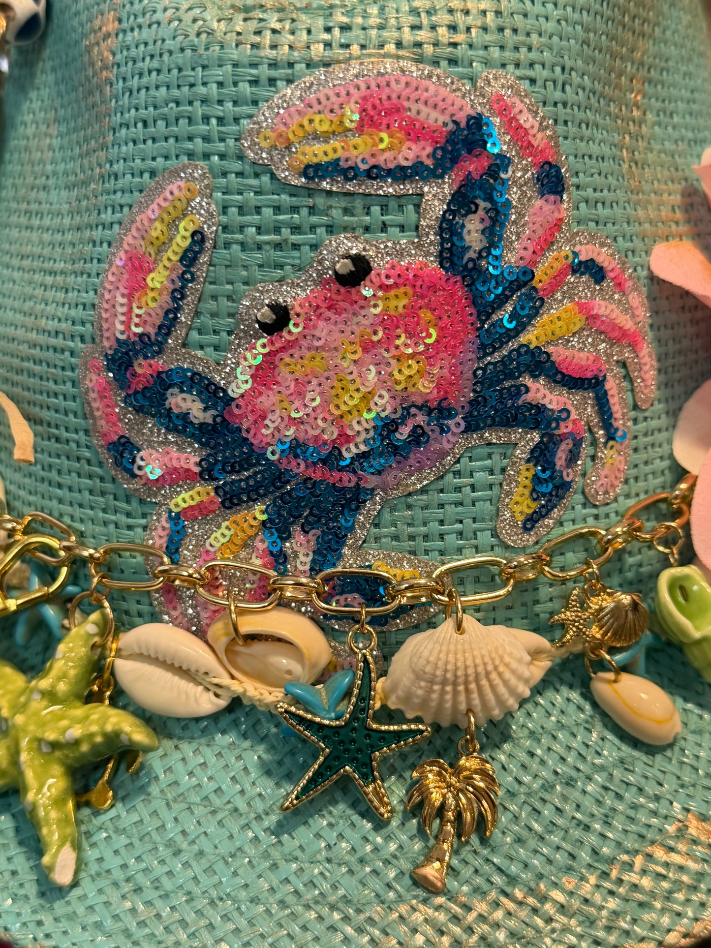 Blu Coconut Coastal Crab Fedora 🌊🌺🦀